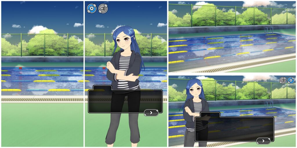 オリジナル　ゲーム　背景　縦　横　イラスト　現代　学校　プールサイド