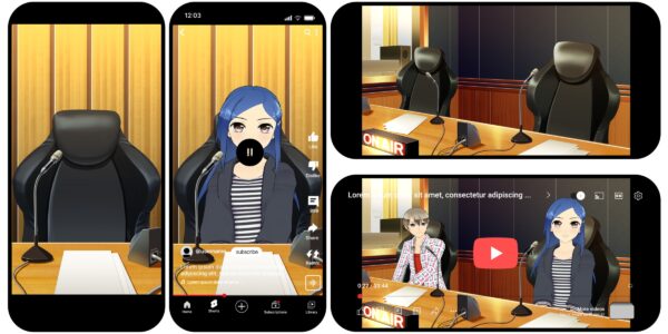 オリジナル 配信 背景 イラスト 現代 ラジオブース YouTube 縦 横