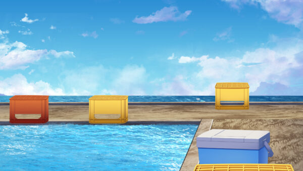 オリジナル 配信 背景 横 イラスト 現代 昼 海上 釣り堀 YouTube