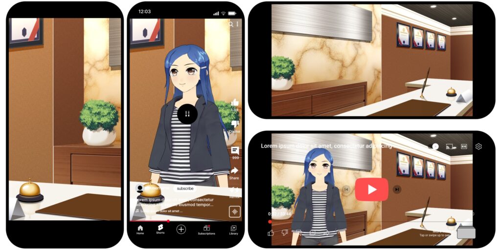 オリジナル　配信　背景　縦　横　イラスト　現代　受付　カウンター　YouTube