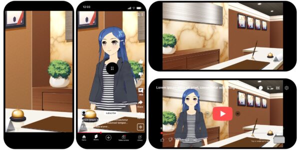 オリジナル　配信　背景　縦　横　イラスト　現代　受付　カウンター　YouTube