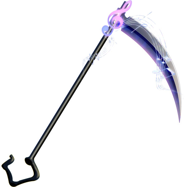 オリジナル　ファンタジー　ゲーム　アイテム　武器　イラスト　鎌　ト音記号　音符　五線譜