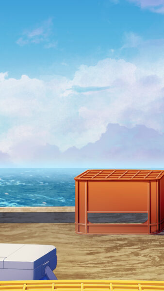 オリジナル　配信　背景　縦　イラスト　現代　昼　海上　釣り堀