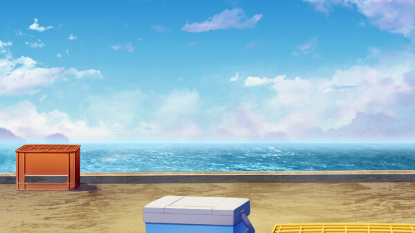 オリジナル　配信　背景　横　イラスト　現代　昼　海上　釣り堀