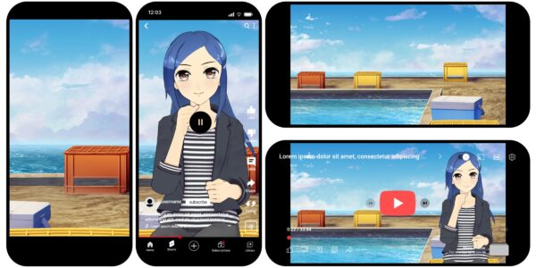 オリジナル　配信　背景　縦　横　イラスト　現代　昼　海上　釣り堀　YouTube